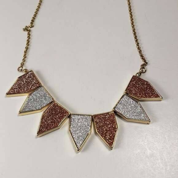 Bold Glitter Geometric Statement Necklace | 18-in | Colorful Bib Women's Jewelry - Picture 5 of 6